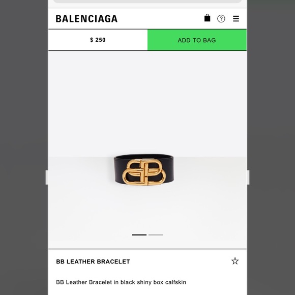 Calfskin black and gold Balenciaga logo bracelet - Picture 5 of 6